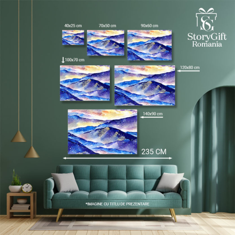 Tablou Canvas: Stil contemporan realizat din pensulă - Munți în culori abstracte 40x25CM [4]