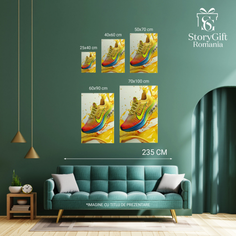 Tablou Canvas Stil și Confort Adidas Nike - Design Modern Pe Fundal Galben, Marime 40x25CM [3]