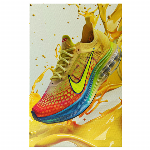 Sport - Tablou Canvas Stil și Confort Adidas Nike - Design Modern Pe Fundal Galben, Marime 40x25CM