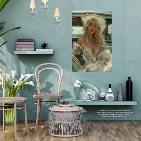 Eleganța Apusă a Vintage-ului - Femeie, Haine și Mașină, Marime 40x25CM [2]