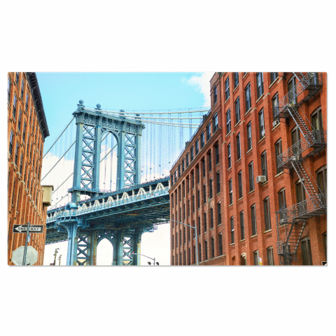 Oraș - Tablou Canvas: Strada din DUMBO - Urbanism la Apus, Marime 40x25CM