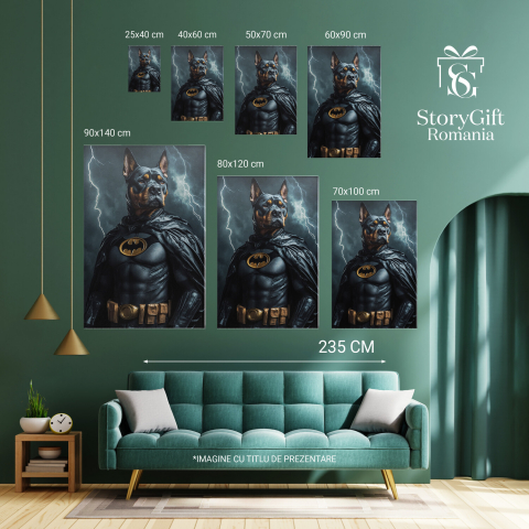  Tablou Canvas Personalizat Batman În Furtună Cu Fulgere Și Mantie NeagrăMarime 40x25CM [5]