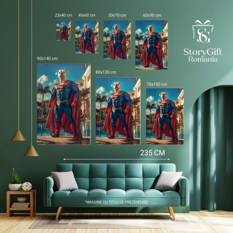  Tablou Canvas Personalizat Superman În Vila Cu Piscină Tropicală Gata De LuptăMarime 90x60CM [5]