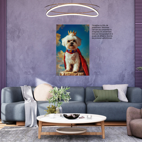 Tablou Canvas Căţelușul Maltis Supererou pe Podium în Ziua Senină | Artă Digitală, Marime 40x25CM [2]