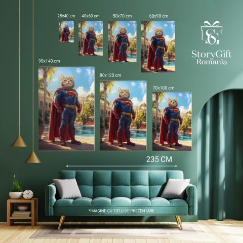  Tablou Canvas Personalizat Superman În Vila Cu Piscină Gata De LuptăMarime 40x25CM [5]