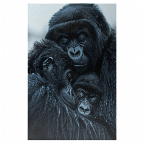 Dragostea Animalelor Sălbatice - Maimuța și Puii Săi - Pictură Digitală, Marime 40x25CM