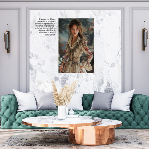 Tânără cu Părul Șaten și Ochi Albastri în Rochie Medievală – Pictură Digitală Elegantă, Marime 40x25CM [2]