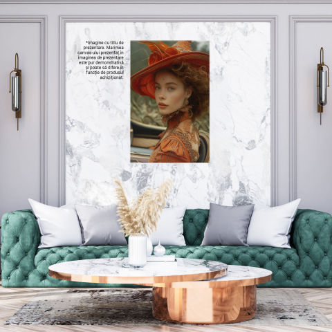 Tânără Domniță în Rochie Portocalie cu Dantelă și Perle, Marime 40x25CM [1]