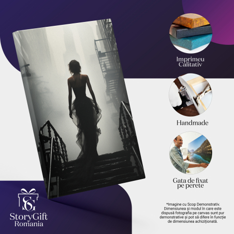 Tablou Canvas - Țara Visurilor - Iluminat de Fundal în Negru și Alb, Marime 40x25CM [1]