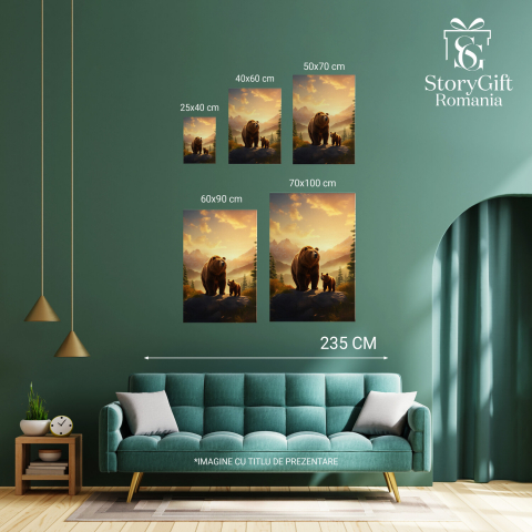 Tablou Canvas - Tatăl Urs și Puiul în Pădure, Marime 40x25CM [2]