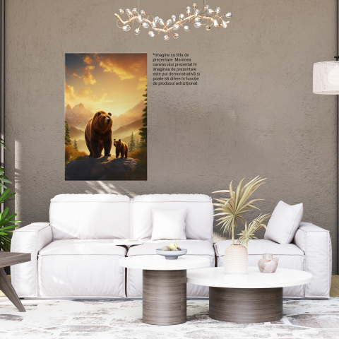 Tablou Canvas - Tatăl Urs și Puiul în Pădure, Marime 40x25CM [3]