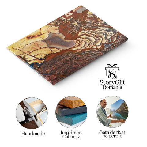 Tablou Canvas textura naturala de piatra modele si straturi bogate in culori calde si luminoase. 40x25CM [1]