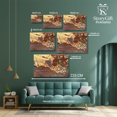 Tablou Canvas textura naturala de piatra modele si straturi bogate in culori calde si luminoase. 40x25CM [4]