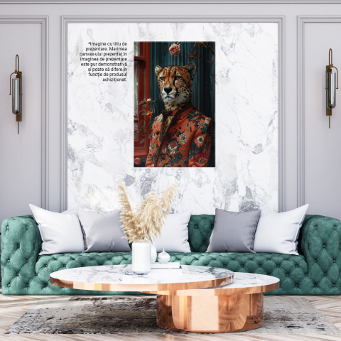 Leopardul Elegant lângă Casă Veche cu Trandafiri - Pictură Digitală, Marime 40x25CM [2]
