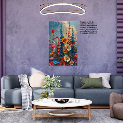 Tablou Canvas  The Freshest and Most Beautiful Flowers Pictate Frumos pe un Fundal cu Cer Luminos , Pictura Digitala 40x25CM [1]