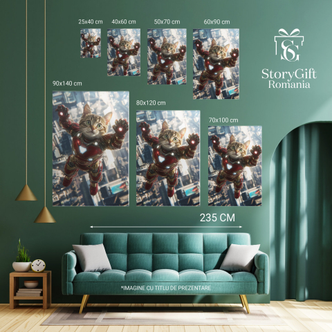  Tablou Canvas Personalizat Iron Man În Căzătura Cu Costum Metalic RoșuMarime 40x25CM [5]