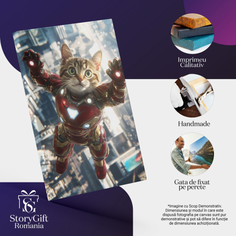  Tablou Canvas Personalizat Iron Man În Căzătura Cu Costum Metalic RoșuMarime 40x25CM [3]