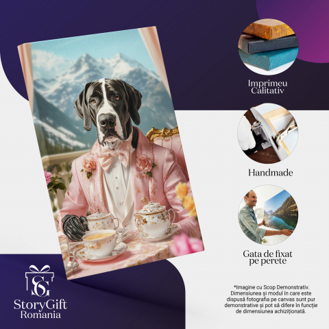 Tablou Canvas Personalizat Timpul Ceaiului cu Regele în Costum Roz Pudră
Marime 40x25CM [3]