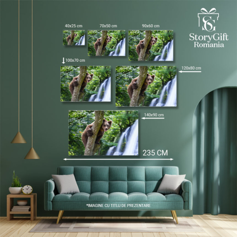 Tablou Canvas - Tineri Exploratori in Taiga: Ursi Grizzly Juvenili in infruntarea cu Uimirea Naturii Salbatice 40x25CM [4]