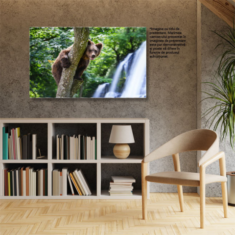 Tablou Canvas - Tineri Exploratori in Taiga: Ursi Grizzly Juvenili in infruntarea cu Uimirea Naturii Salbatice 40x25CM [2]