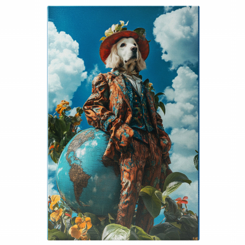 Abstract - Tablou Abstract Personalizat - Pălărie Florală, Costume Portocaliu-Albastru
Marime 40x25CM