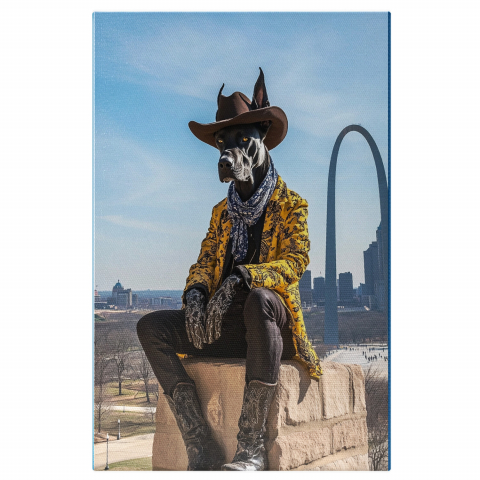 Atracții Turistice - Tablou Canvas Personalizat - Animal Cowboy în Ținută Galbenă
Marime 40x25CM