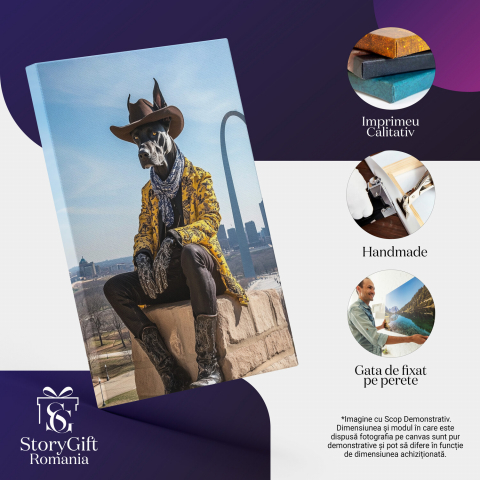 Tablou Canvas Personalizat - Animal Cowboy în Ținută Galbenă
Marime 40x25CM [3]