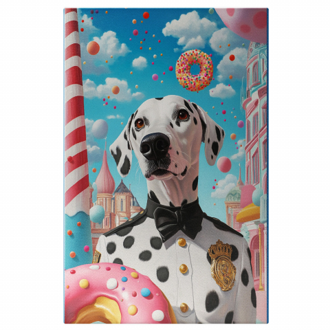 Abstract - Dalmatian cu Papion și Insignă de Polițist în Lumea DulciurilorMarime 40x25CM