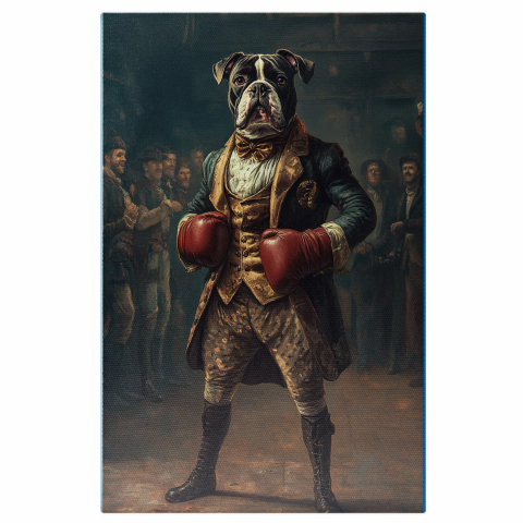 Sport -  Tablou Canvas Personalizat Aristocrat În Ținută Aurie Cu Mănuși De BoxMarime 40x25CM