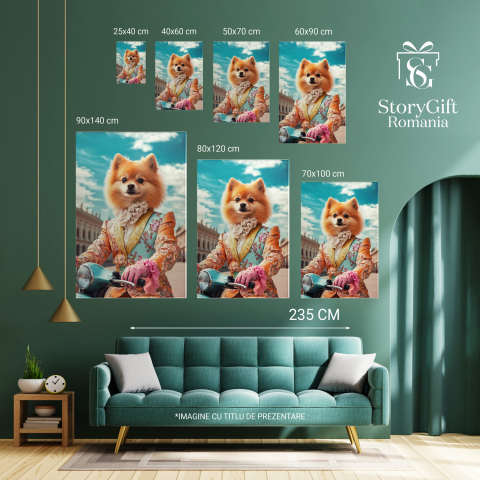  Tablou Canvas Personalizat Regal Pe Scuter În Europa Cu Guler RuffMarime 40x25CM [5]