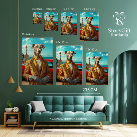  Tablou Canvas Personalizat Ținută Regală Aurie Cu Detalii Florale Și Mașină RoșieMarime 40x25CM [5]