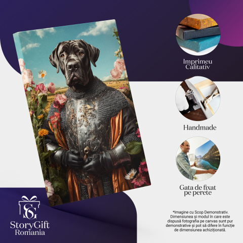  Tablou Canvas Personalizat Cavaler Regal Cu Armură De Fier În Grădina PalatuluiMarime 40x25CM [3]