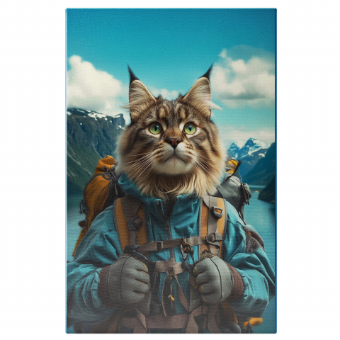 Natură - Tablou Canvas Personalizat Ținută de Munte cu Rucsac și Lac Albastru
Marime 140x90CM