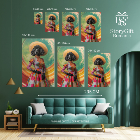 Tinuta Doamnă Modernă - Pălărie, Rochie Colorată și Guler Portocaliu





Marime 40x25CM [5]