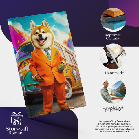  Tablou Canvas Personalizat Costum Portocaliu Neon și Mănuși ColorateMarime 40x25CM [3]