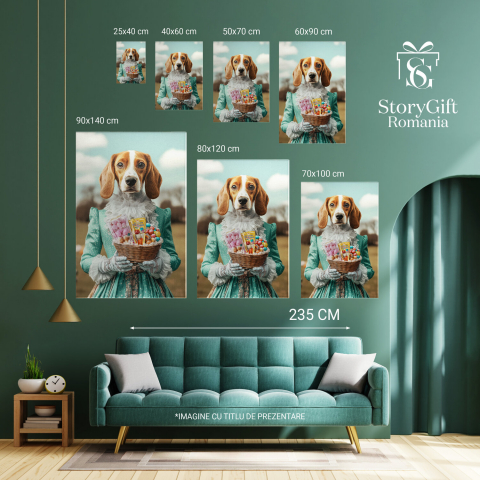  Tablou Canvas Personalizat Aristocrată În Câmp Cu Coș De Ouă PascaleMarime 120x80CM [5]