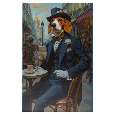 Oraș -  Tablou Canvas Personalizat Ținută Aristocrată La CafeneaMarime 40x25CM