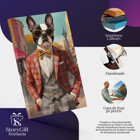  Tablou Canvas Personalizat Ținută Elegantă În Carouri Cu Papion GalbenMarime 140x90CM [3]