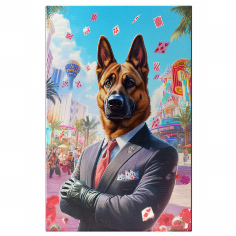 Oraș -  Tablou Canvas Personalizat Ținută Elegantă În Cazino Cu Cărți De JocMarime 40x25CM