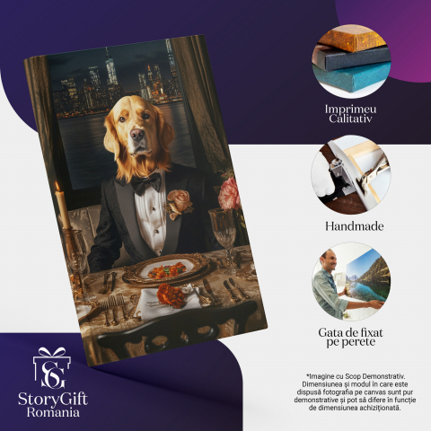  Tablou Canvas Personalizat Costum Negru Cu Trandafir RozMarime 140x90CM [3]