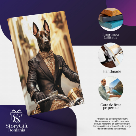  Tablou Canvas Personalizat Motociclist Elegant Pe Motor Vintage Din AurMarime 40x25CM [3]