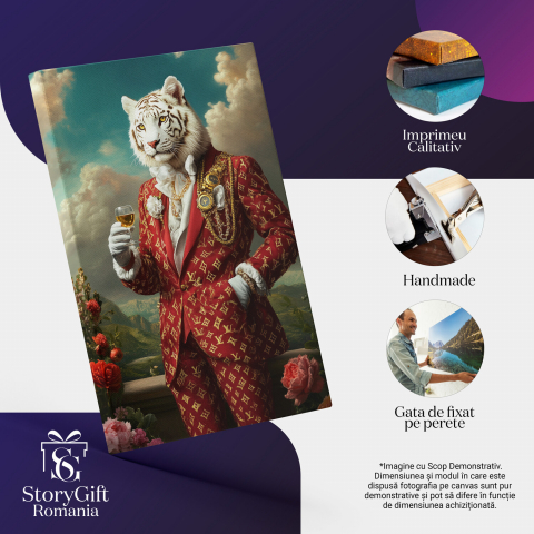  Tablou Canvas Personalizat Costum Regal Roșu Cu Detalii AuriiMarime 40x25CM [3]