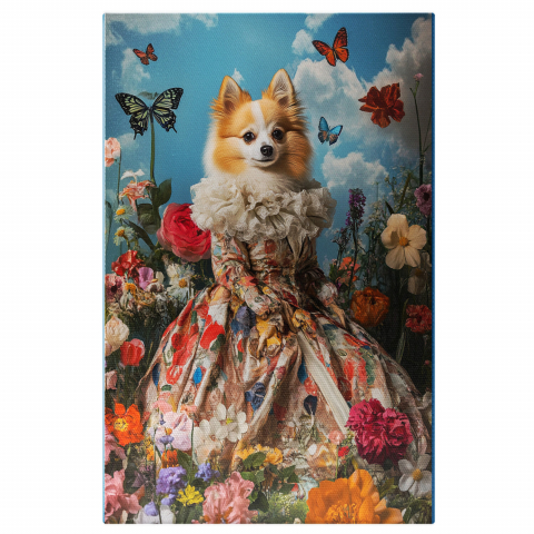 Flori - Tablou Canvas Personalizat - Animal în Ținută Aristocrată cu Flori Vibrante
Marime 40x25CM