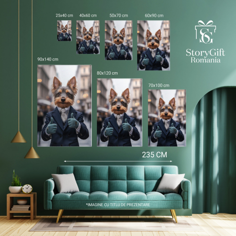  Tablou Canvas Personalizat Ținută Modernă Cu Semn OK Și Palton AlbastruMarime 70x50CM [5]