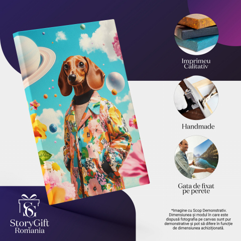 Ținută Modernă cu Pelerină Colorată și Detalii FloraleMarime 70x50CM [3]