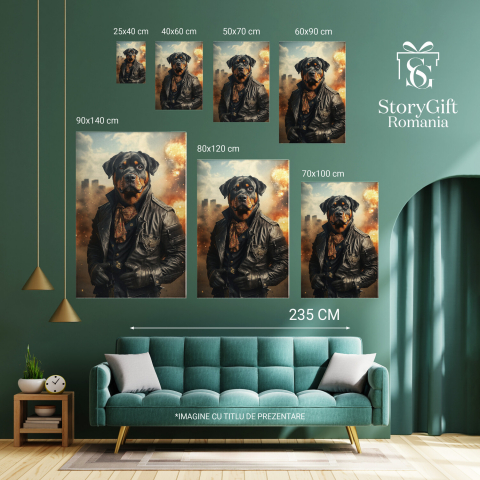  Tablou Canvas Personalizat Ținută Motociclist Cu Jachetă De Piele Și Eșarfă PortocalieMarime 40x25CM [5]