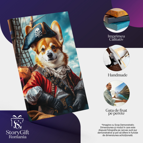  Tablou Canvas Personalizat Pirat Colorat Cu Bluă Roșie Și Pantaloni AlbastreMarime 40x25CM [3]