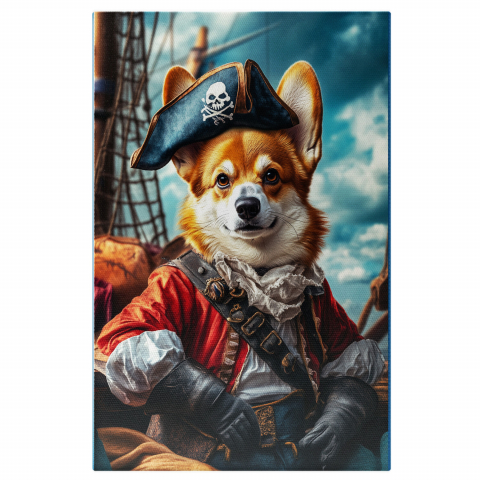 Războinici -  Tablou Canvas Personalizat Pirat Colorat Cu Bluă Roșie Și Pantaloni AlbastreMarime 40x25CM