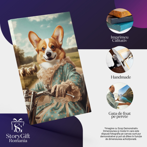  Tablou Canvas Personalizat Aristrocrat Pe Motocicletă Pe Drum ȚăranescMarime 40x25CM [3]