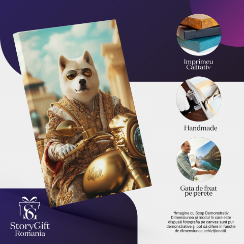  Tablou Canvas Personalizat Motociclist Regal Cu Motocicletă AurieMarime 40x25CM [3]